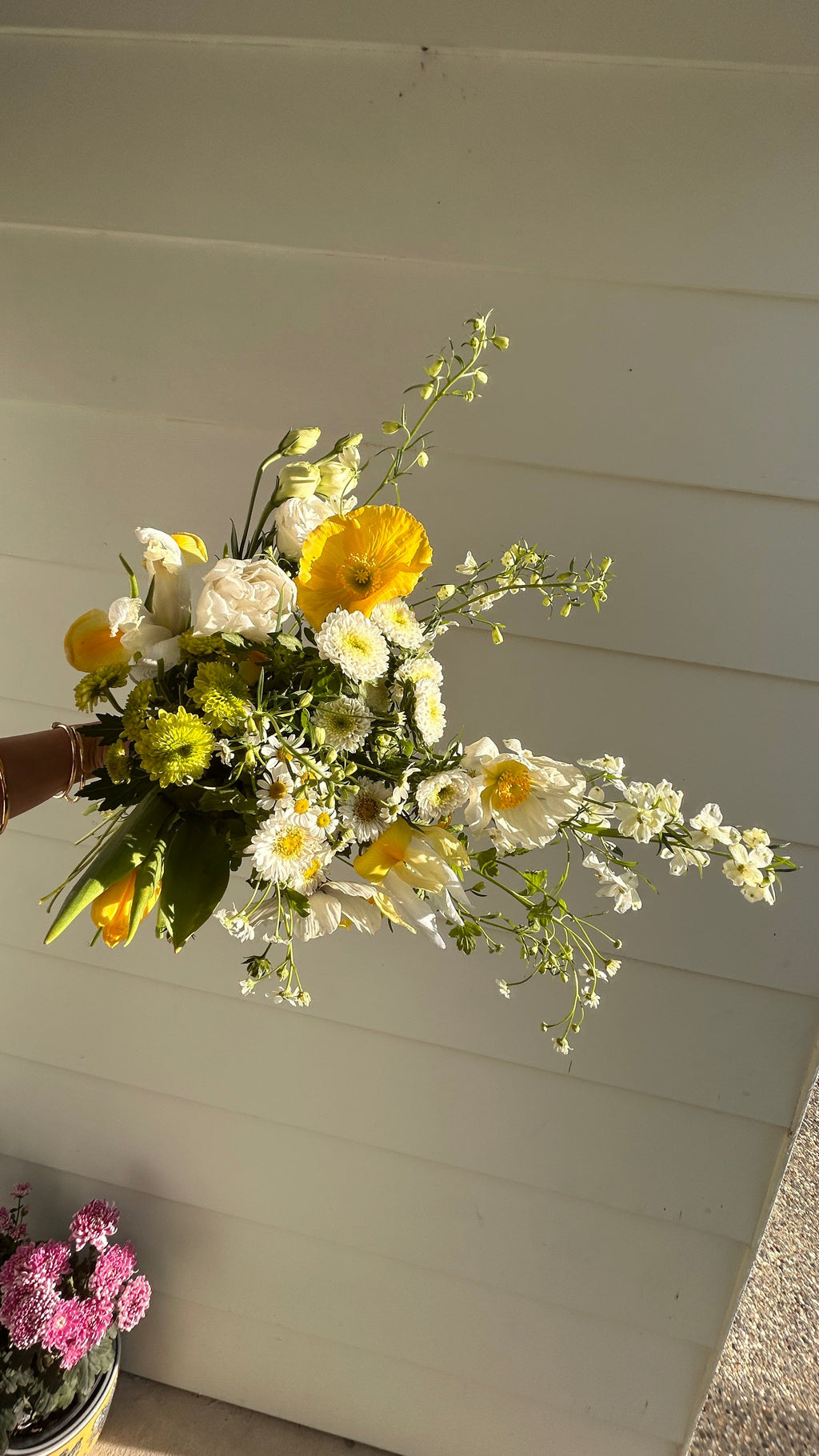 Sun Butter flower bouquet, warm buttery yellow and cream palette