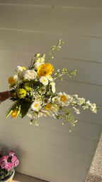 Sun Butter flower bouquet, warm buttery yellow and cream palette