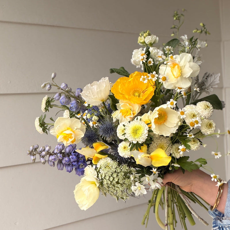 Sun Butter seasonal flower bunch in warm yellow and gold tones