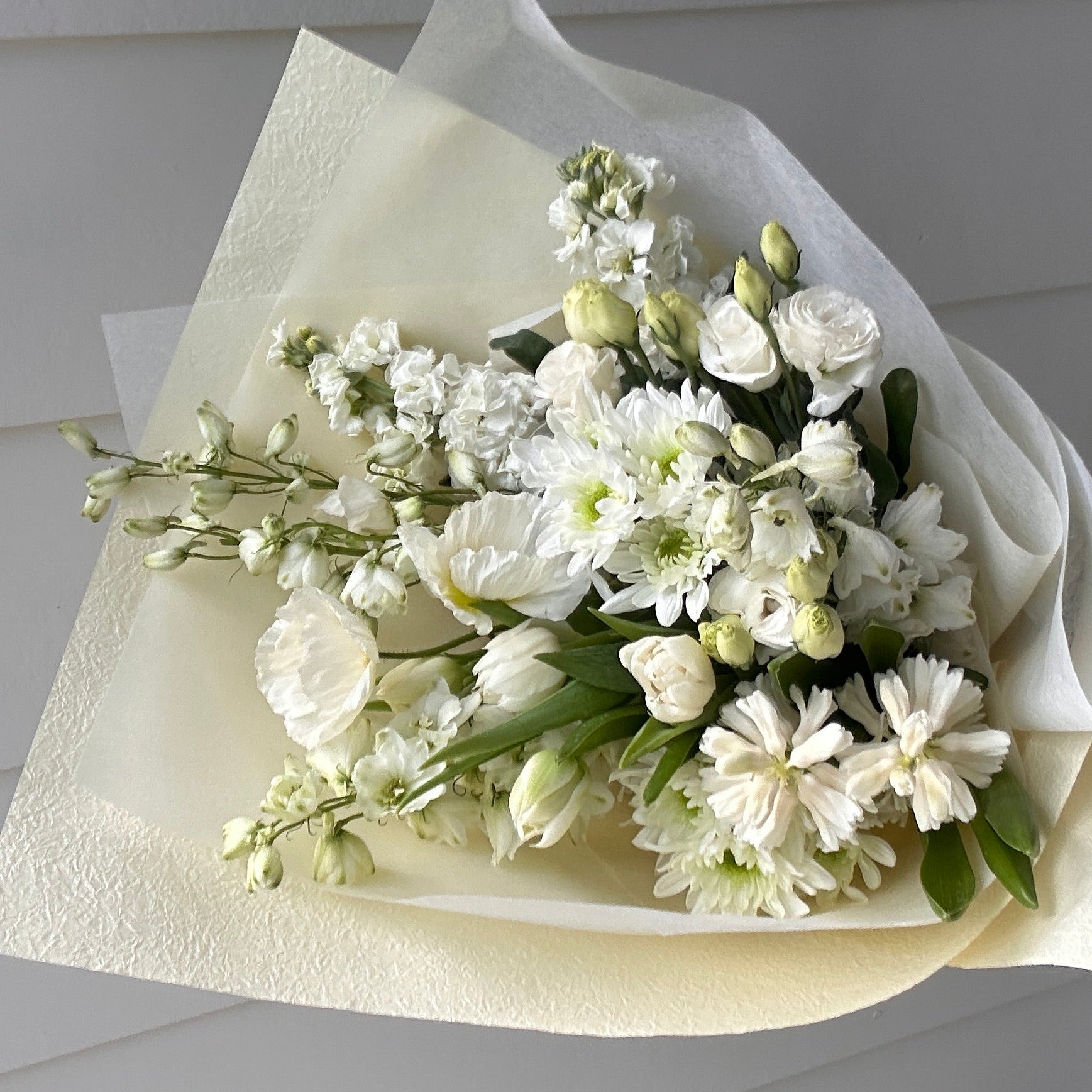 Whipped Matcha bunch — sage green, lime and cream seasonal flowers from bunch.